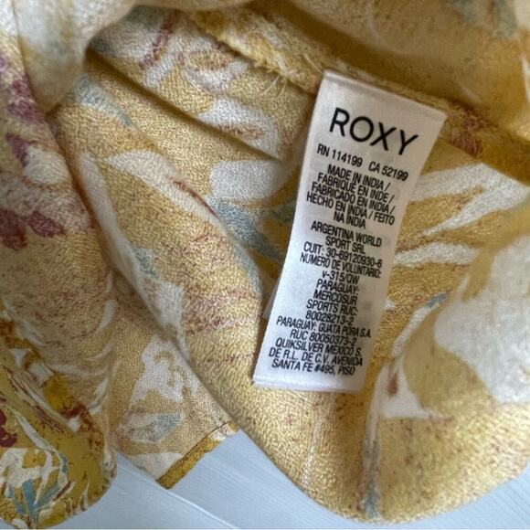 Roxy Still Waking up ruffle tip top spaghetti strap mini dress yellow floral sz8 - Picture 10 of 11